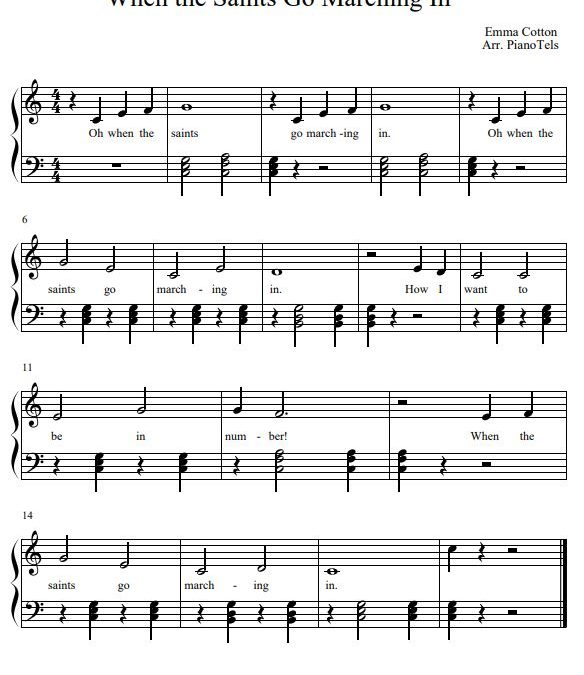 When the Saints Go Marching In (Free Easy Piano Sheet Music)