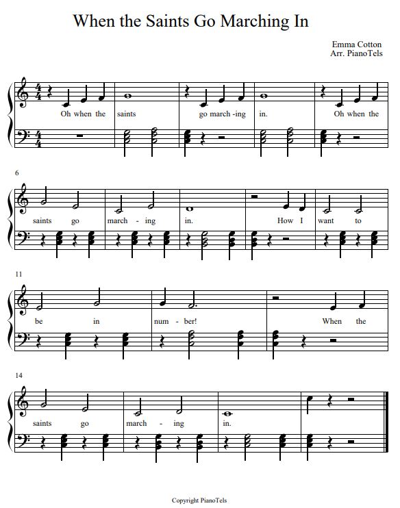 When the Marching In (Free Easy Piano Sheet Music) | pianotels.com